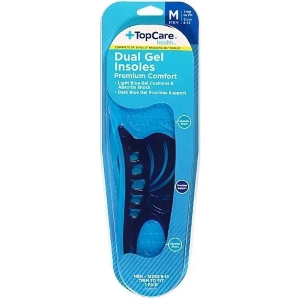 NWT TopCare Men's Premium Comfort Insoles Dual‎ Gel